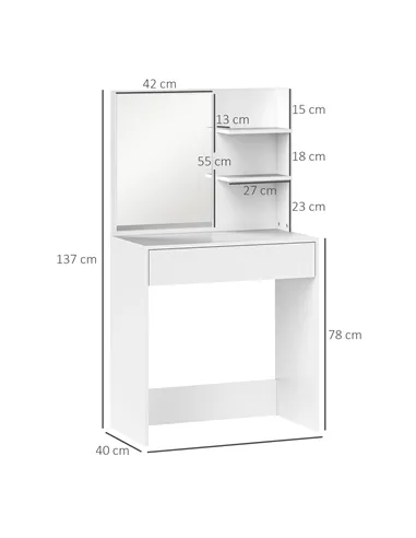 HOMCOM Dressing Table with Mirror and Storage - White