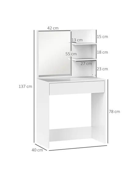 HOMCOM Dressing Table with Mirror and Storage - White