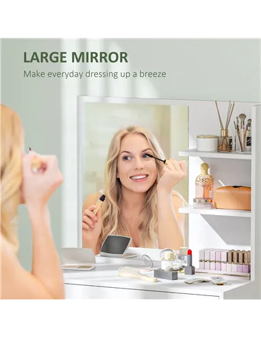 HOMCOM Dressing Table with Mirror and Storage - White