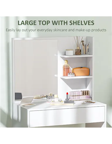 HOMCOM Dressing Table with Mirror and Storage - White