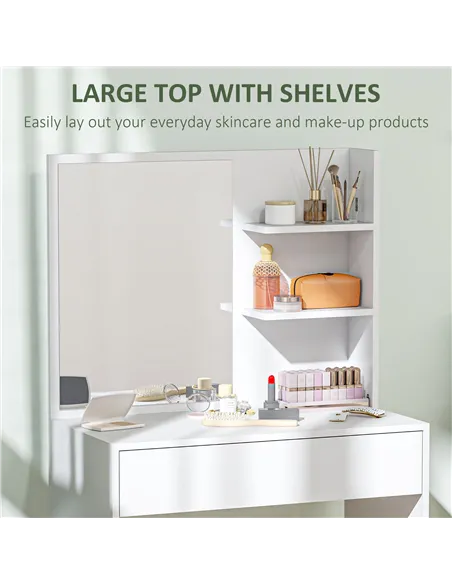 HOMCOM Dressing Table with Mirror and Storage - White