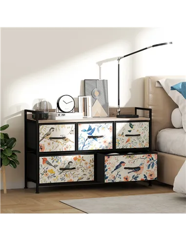 HOMCOM 5-Drawer Chest of Drawers - White