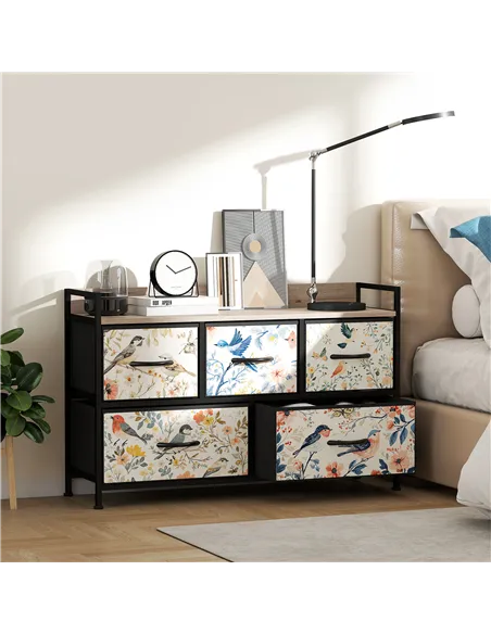 HOMCOM 5-Drawer Chest of Drawers - White