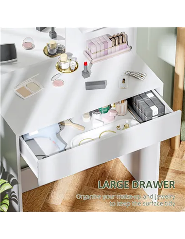 HOMCOM Dressing Table with Mirror and Storage - White