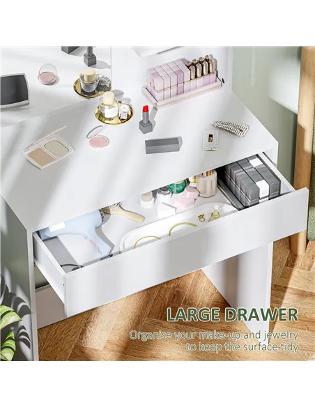 HOMCOM Dressing Table with Mirror and Storage - White