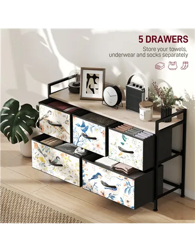 HOMCOM 5-Drawer Chest of Drawers - White