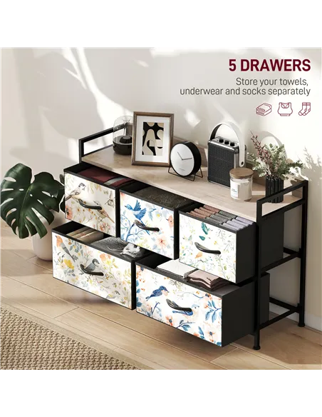 HOMCOM 5-Drawer Chest of Drawers - White