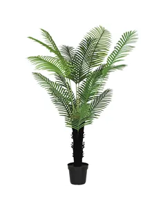 HOMCOM 175cm Artificial Areca Palm Tree with 16 PE Leaves, Decorative Artificial Plant with Plastic Pot and Flocked Soil, Fake P