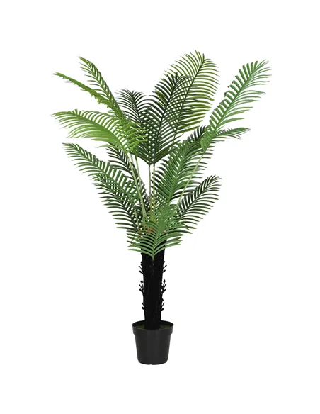 HOMCOM 175cm Artificial Areca Palm Tree with 16 PE Leaves, Decorative Artificial Plant with Plastic Pot and Flocked Soil, Fake P