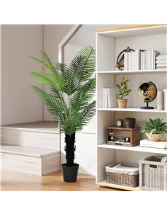 HOMCOM 175cm Artificial Areca Palm Tree with 16 PE Leaves, Decorative Artificial Plant with Plastic Pot and Flocked Soil, Fake P 2