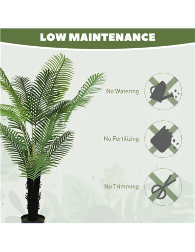 HOMCOM 175cm Artificial Areca Palm Tree with 16 PE Leaves, Decorative Artificial Plant with Plastic Pot and Flocked Soil, Fake P