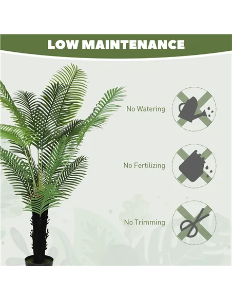 HOMCOM 175cm Artificial Areca Palm Tree with 16 PE Leaves, Decorative Artificial Plant with Plastic Pot and Flocked Soil, Fake P