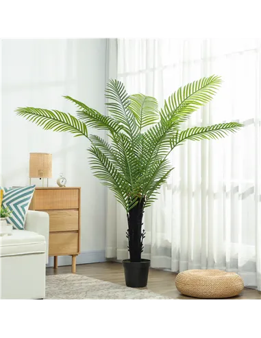 HOMCOM 175cm Artificial Areca Palm Tree with 16 PE Leaves, Decorative Artificial Plant with Plastic Pot and Flocked Soil, Fake P