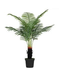 HOMCOM 120cm Artificial Areca Palm Tree with 9 PE Leaves, Decorative Artificial Plant with Plastic Pot and Flocked Soil, Fake Pl