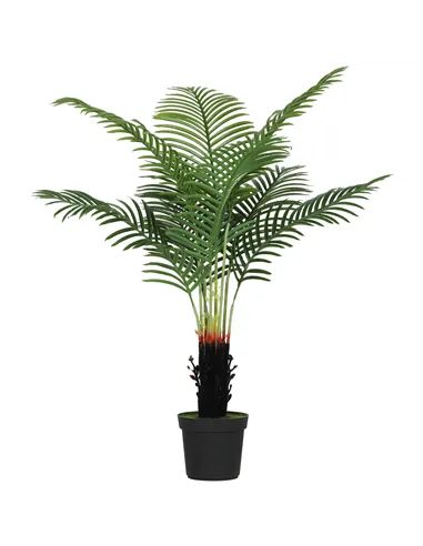 HOMCOM 120cm Artificial Areca Palm Tree with 9 PE Leaves, Decorative Artificial Plant with Plastic Pot and Flocked Soil, Fake Pl