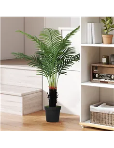 HOMCOM 120cm Artificial Areca Palm Tree with 9 PE Leaves, Decorative Artificial Plant with Plastic Pot and Flocked Soil, Fake Pl 2