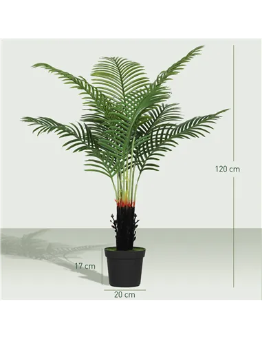 HOMCOM 120cm Artificial Areca Palm Tree with 9 PE Leaves, Decorative Artificial Plant with Plastic Pot and Flocked Soil, Fake Pl
