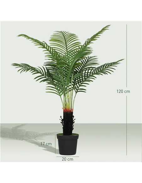 HOMCOM 120cm Artificial Areca Palm Tree with 9 PE Leaves, Decorative Artificial Plant with Plastic Pot and Flocked Soil, Fake Pl