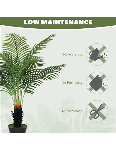 HOMCOM 120cm Artificial Areca Palm Tree with 9 PE Leaves, Decorative Artificial Plant with Plastic Pot and Flocked Soil, Fake Pl