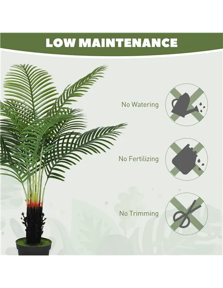 HOMCOM 120cm Artificial Areca Palm Tree with 9 PE Leaves, Decorative Artificial Plant with Plastic Pot and Flocked Soil, Fake Pl