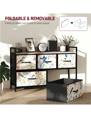 HOMCOM 5-Drawer Chest of Drawers - White