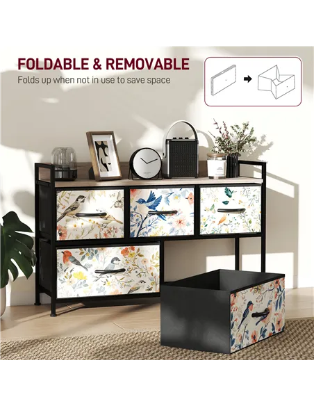 HOMCOM 5-Drawer Chest of Drawers - White