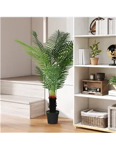 HOMCOM 150cm Artificial Areca Palm Tree with 12 PE Leaves, Decorative Artificial Plant with Plastic Pot and Flocked Soil, Fake P 2