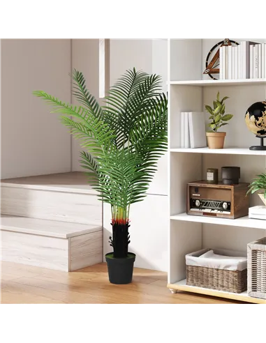HOMCOM 150cm Artificial Areca Palm Tree with 12 PE Leaves, Decorative Artificial Plant with Plastic Pot and Flocked Soil, Fake P