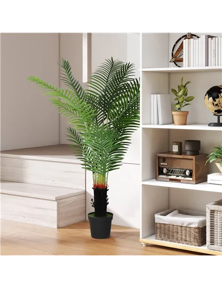 HOMCOM 150cm Artificial Areca Palm Tree with 12 PE Leaves, Decorative Artificial Plant with Plastic Pot and Flocked Soil, Fake P