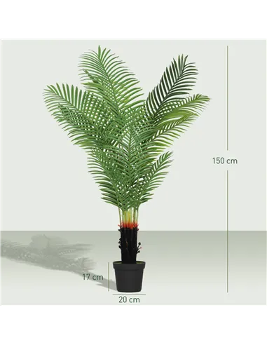 HOMCOM 150cm Artificial Areca Palm Tree with 12 PE Leaves, Decorative Artificial Plant with Plastic Pot and Flocked Soil, Fake P