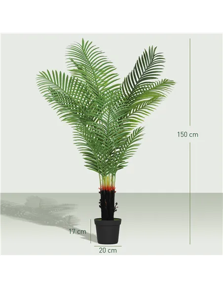 HOMCOM 150cm Artificial Areca Palm Tree with 12 PE Leaves, Decorative Artificial Plant with Plastic Pot and Flocked Soil, Fake P
