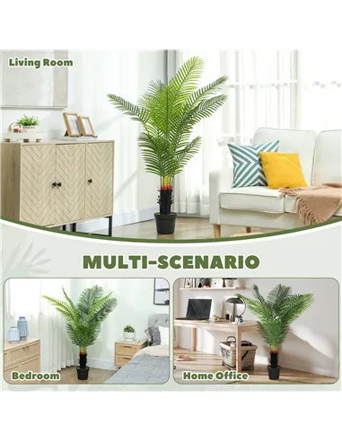 HOMCOM 150cm Artificial Areca Palm Tree with 12 PE Leaves, Decorative Artificial Plant with Plastic Pot and Flocked Soil, Fake P