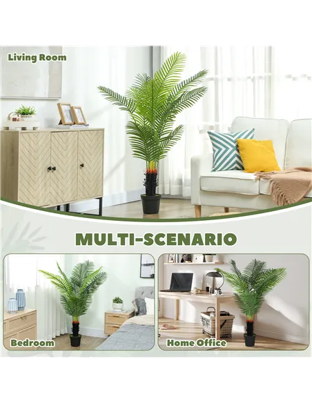 HOMCOM 150cm Artificial Areca Palm Tree with 12 PE Leaves, Decorative Artificial Plant with Plastic Pot and Flocked Soil, Fake P