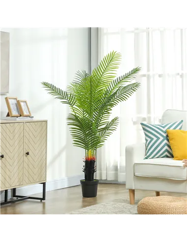 HOMCOM 150cm Artificial Areca Palm Tree with 12 PE Leaves, Decorative Artificial Plant with Plastic Pot and Flocked Soil, Fake P