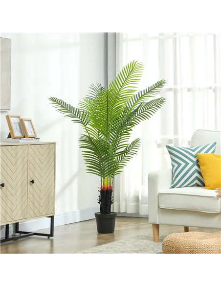 HOMCOM 150cm Artificial Areca Palm Tree with 12 PE Leaves, Decorative Artificial Plant with Plastic Pot and Flocked Soil, Fake P