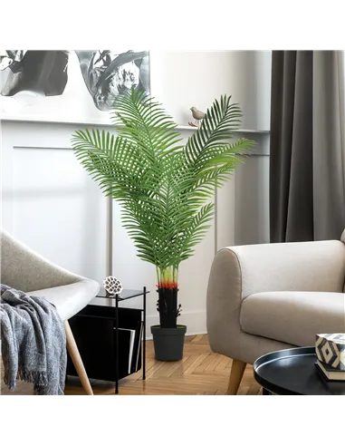 HOMCOM 150cm Artificial Areca Palm Tree with 12 PE Leaves, Decorative Artificial Plant with Plastic Pot and Flocked Soil, Fake P