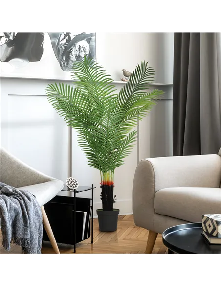HOMCOM 150cm Artificial Areca Palm Tree with 12 PE Leaves, Decorative Artificial Plant with Plastic Pot and Flocked Soil, Fake P