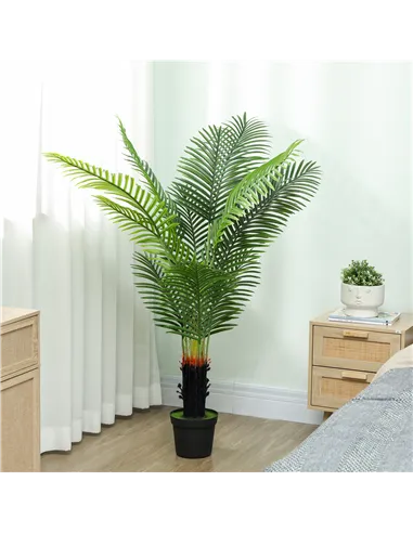 HOMCOM 150cm Artificial Areca Palm Tree with 12 PE Leaves, Decorative Artificial Plant with Plastic Pot and Flocked Soil, Fake P