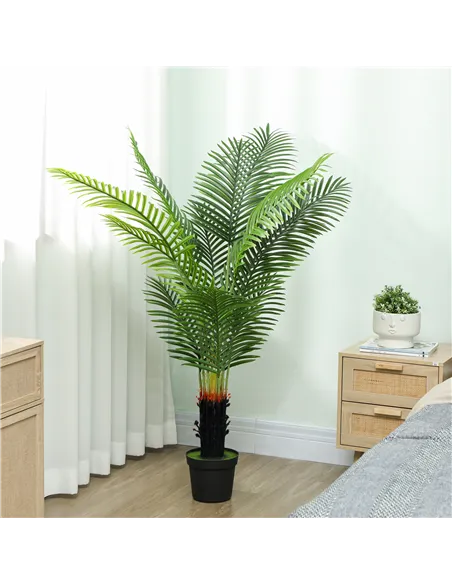 HOMCOM 150cm Artificial Areca Palm Tree with 12 PE Leaves, Decorative Artificial Plant with Plastic Pot and Flocked Soil, Fake P
