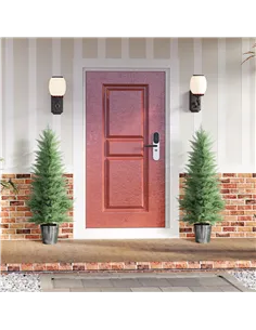HOMCOM 135cm Artificial Cypress Trees Set of 2, UV Resistant Artificial Plants with Decorative Pot, Fake Plants for Indoor Outdo 2