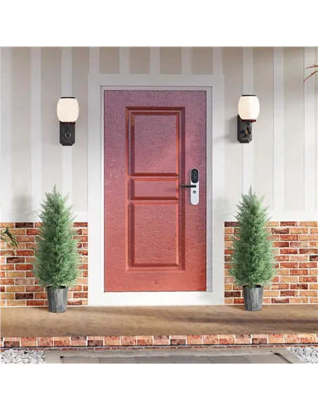 HOMCOM 90cm Artificial Cypress Trees Set of 2, UV Resistant Artificial Plants with Decorative Pot, Fake Plants for Indoor Outdoo