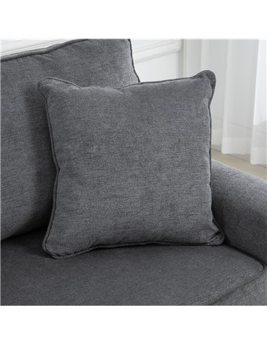 HOMCOM 3 Seater Sofa, Fabric Couch with Rubber Wood Legs, 3 Seater Settee with Extra Padded Cushions and Pillows for Living Room