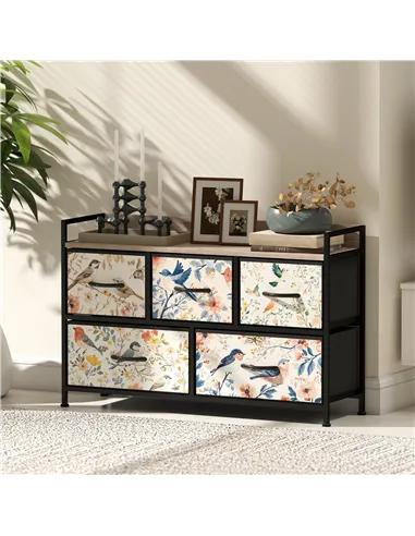 HOMCOM 5-Drawer Chest of Drawers - White