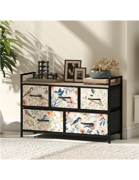 HOMCOM 5-Drawer Chest of Drawers - White