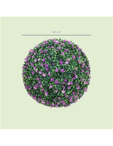 HOMCOM Set of Two Artificial Boxwood Balls Plants - Purple