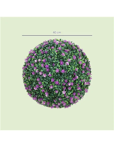 HOMCOM Set of Two Artificial Boxwood Balls Plants - Purple