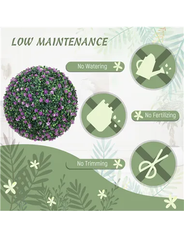 HOMCOM Set of Two Artificial Boxwood Balls Plants - Purple