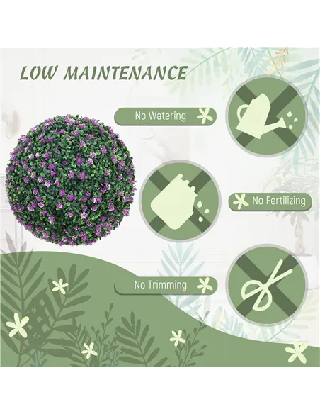 HOMCOM Set of Two Artificial Boxwood Balls Plants - Purple