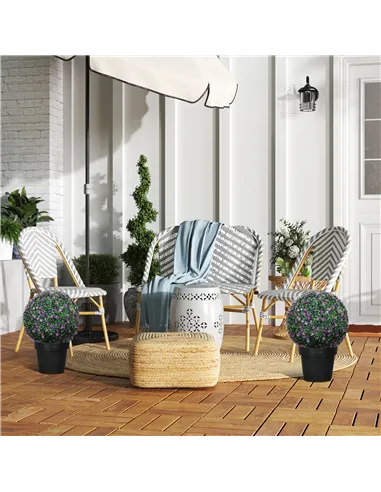 HOMCOM Set of Two Artificial Boxwood Balls Plants - Purple