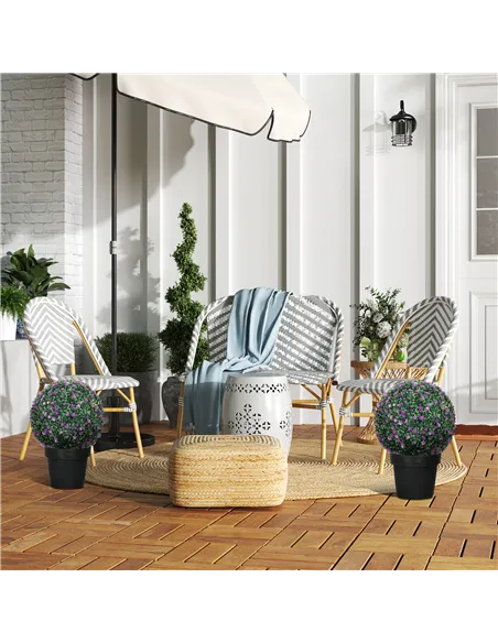 HOMCOM Set of Two Artificial Boxwood Balls Plants - Purple